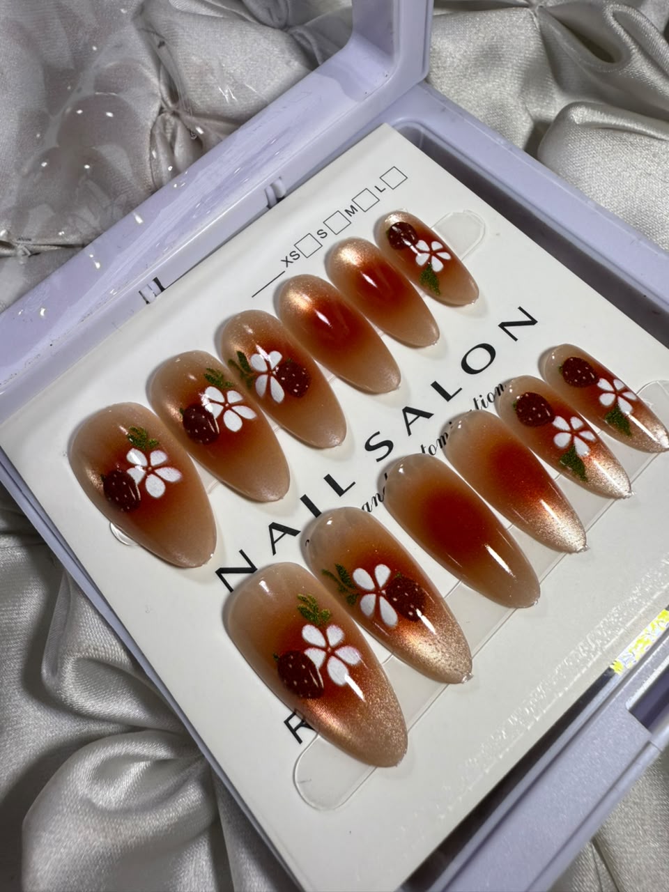 Sweet Strawberry & Floral Shimmer Press-On Nails