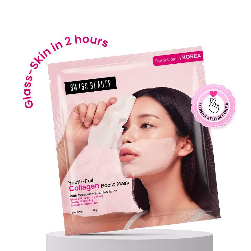 Swiss Beauty Care Youth-Full Collagen Boost Mask,Glass-Skin In 2 Hours With Collagen 17 Amino Acids